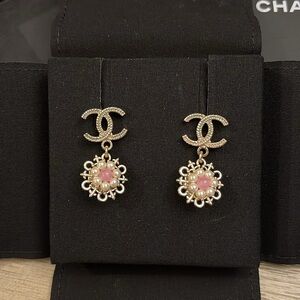 Chanel CC Flower Faux Pearl Earrings
